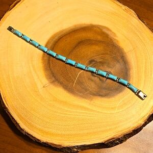 Sterling silver and turquoise bracelet.